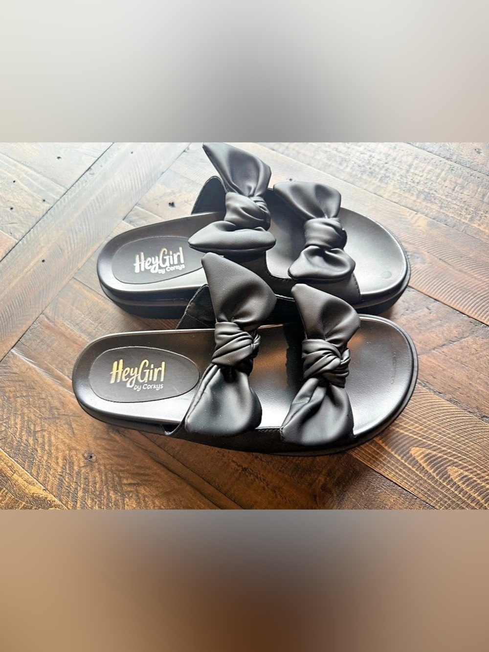 Corkys Lil Bit Knotty Black Bow Sandal
